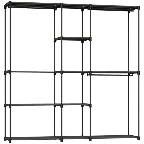 Garderobeorganisator, Rummelig Opbevaring, Robust Metalramme,sort