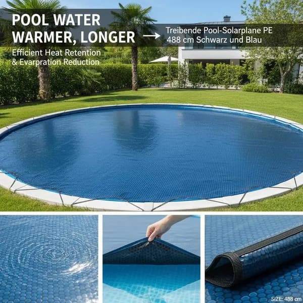 Flydende Pool Dække, Energi Effektiv, Holdbart Materiale,Sort