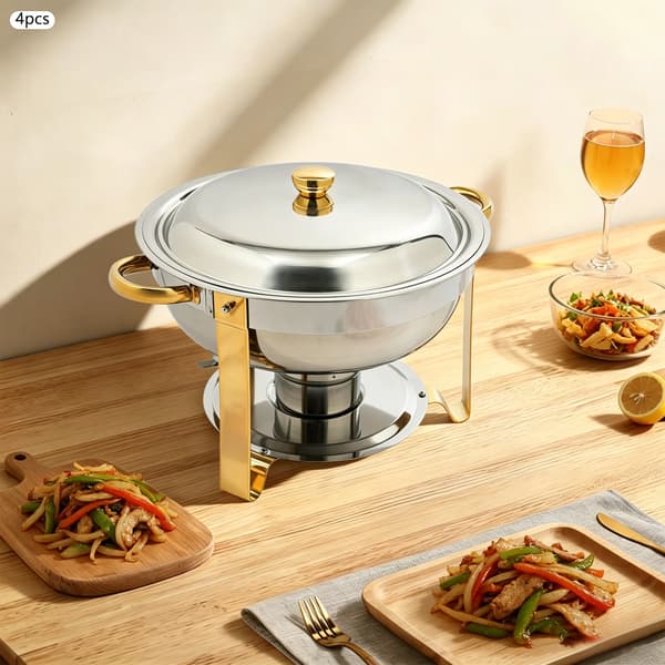 Chafing Dish, Rustfrit Stål, 4-delt Sæt,Sølv og Guld