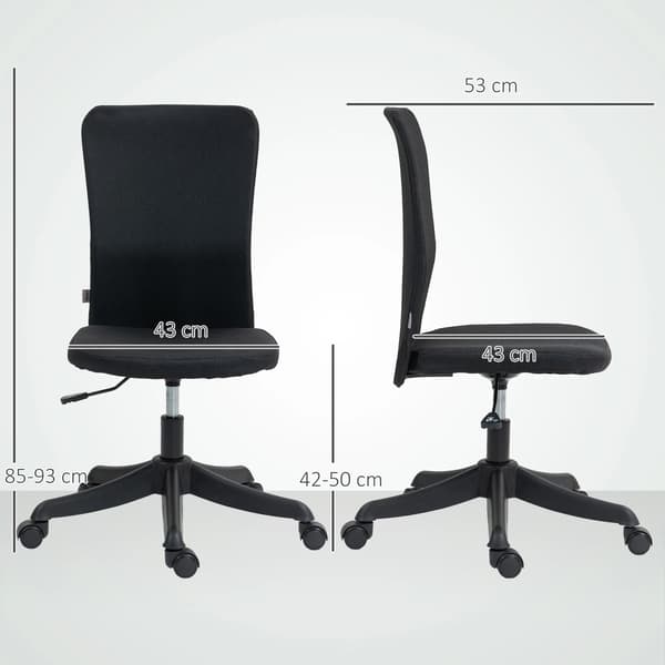 Kontorstol, Ergonomisk Design, Justerbar Højde,Sort