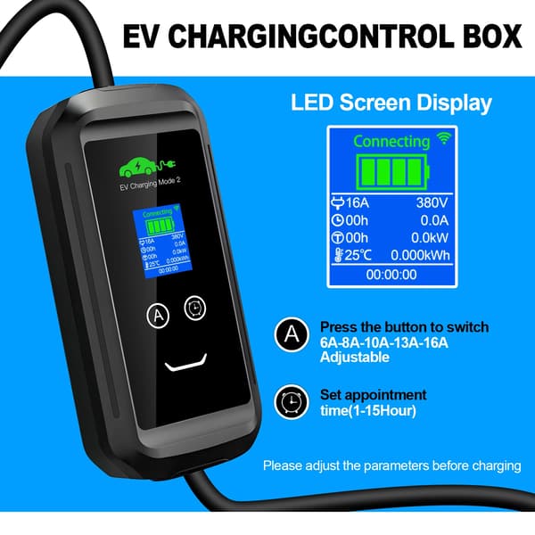 EL-lader, 11 KW effekt, WiFi timerfunktion,Type2, Total 7M Med APP