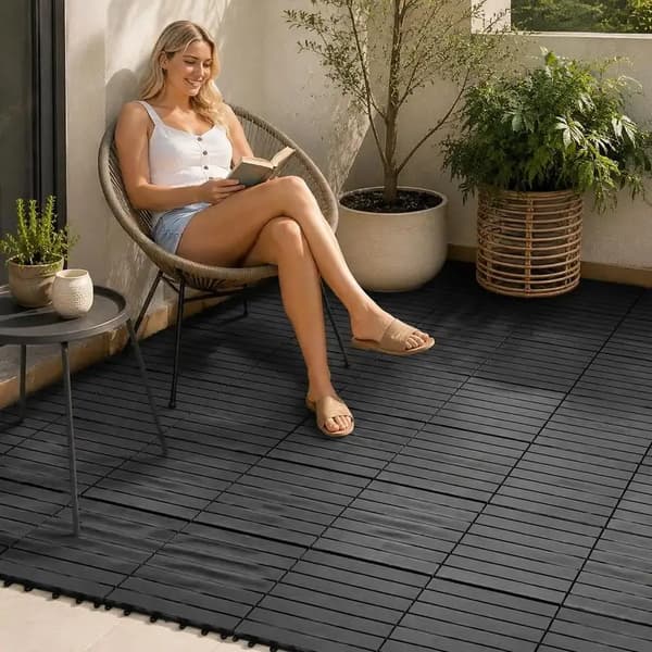 Terrassepaneler, Vejrbestandige, Sammenføjelig Design,Mørk Grå