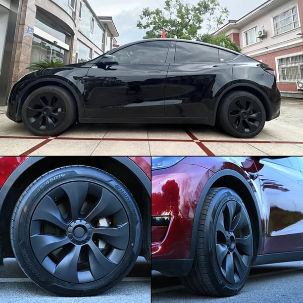Hjulkapsel til Tesla Model Y, 19 Tommer, Symmetrisk Design,matte sort, make1, model2