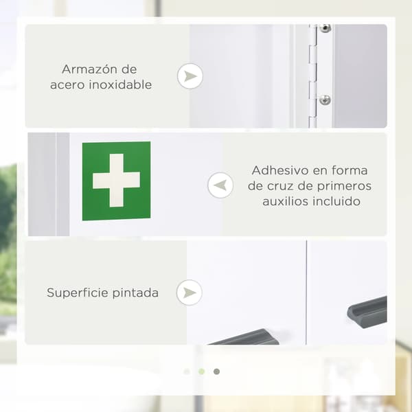 Medicinskåp, låsbart förvaringsutrymme, hållbar stålkonstruktion, VIT, Medium