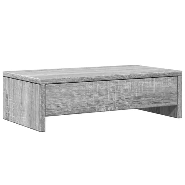 Monitorstand, Dobbelt Opbevaringsskuffer, Ergonomisk Design,Gris