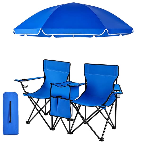 Campingstol, Bærbar Design, Solskærm Kappe,Blå(pe)