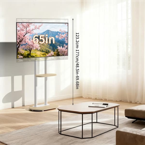 TV Golvställ, Höjdjusterbart, Mobil Design,VIT