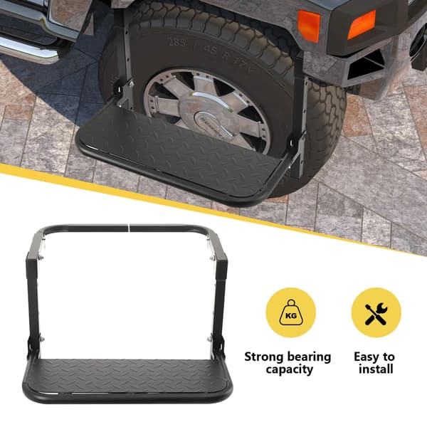 Fällbar däckstege, justerbar höjd, halkfri pedal,Svart