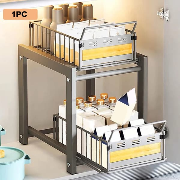 Skab Organizer, Utrækkelig Design, Alsidig Opbevaring Under Vasken,1PC