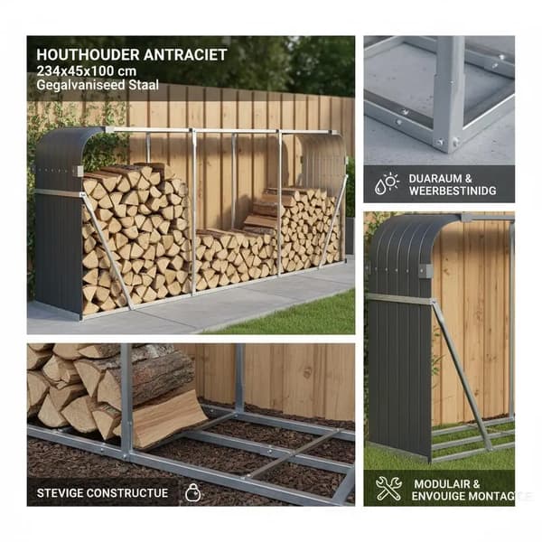 Vedställ, galvaniserat stål, inomhus- och utomhusbruk,armégrön