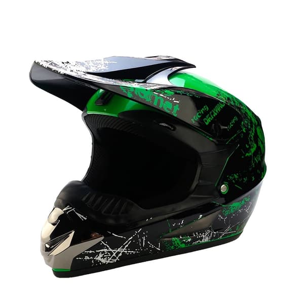 Cykling Full Face Hjelm, Stødabsorberende, Ventileret Design,grøn, L