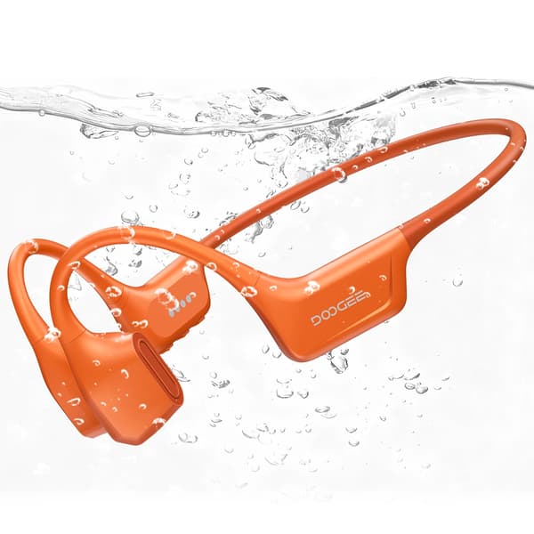 Benledningshörlurar, vattentäta, Bluetooth 5.4, Orange