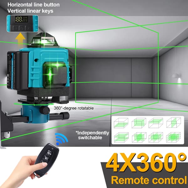 Laser Niveau, Selvnivellerende, 360° Synlighed,Plastikboks
