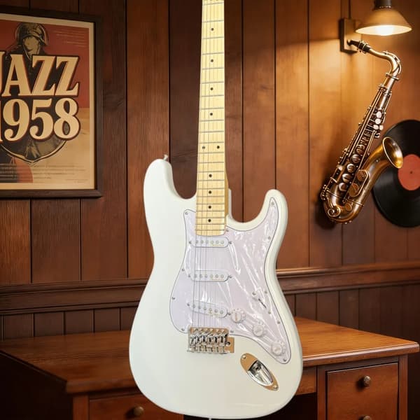Gitarr, Mahognykropp, Justerbar Bro,39 inches, VIT