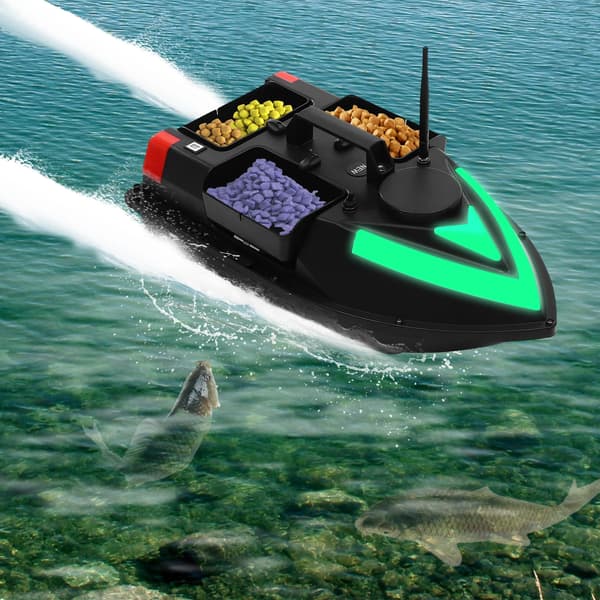 Baitbåd, GPS-funktion, Dobbelt motorsystem,sort