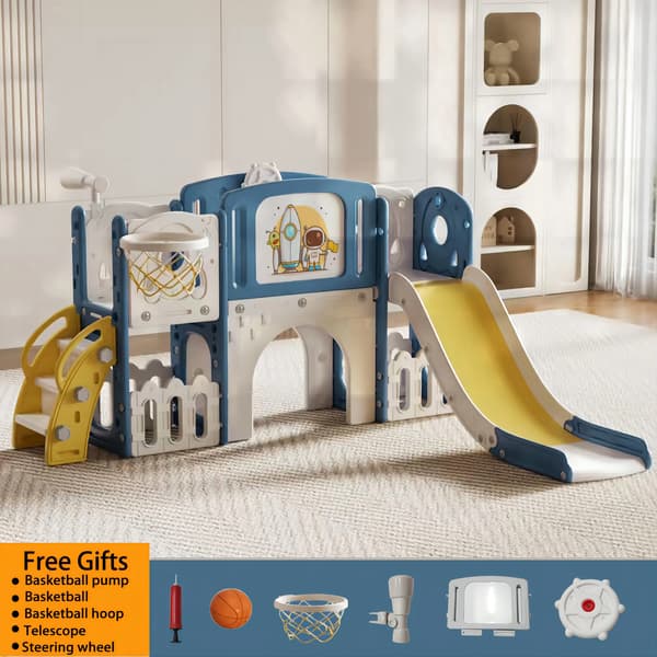 Børneskride, Multi-Activity Legesæt, Pladsbesparende Design,GDXST-BLUEYELLOW