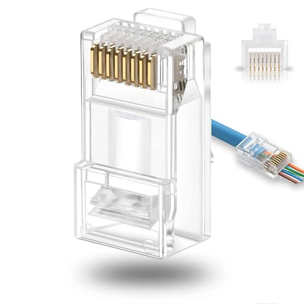 Ethernet-kabelkontakt, genomgångsdesign, hållbart PVC-material,CAT6, 40ST