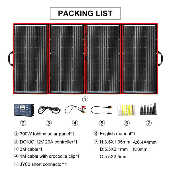 Solpanel, Bærbar, Sammenfoldelig,300w
