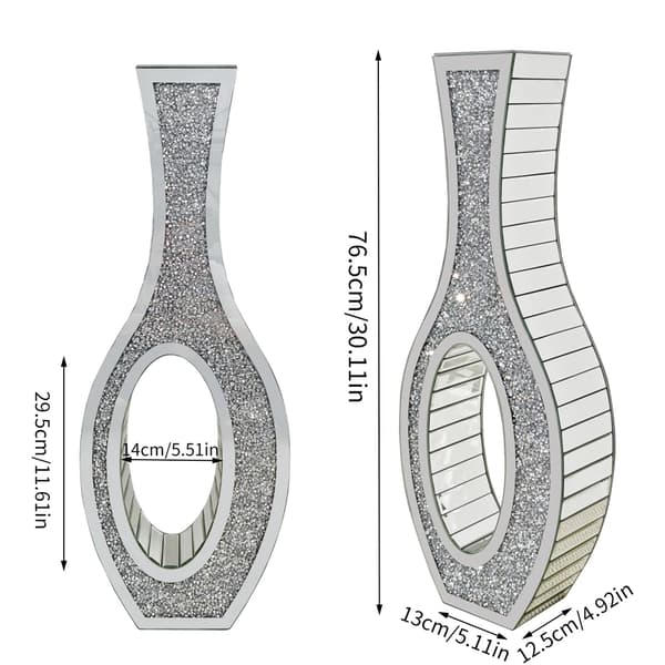 Gulvvase, Moderne Design, Dekorative Knuste Diamanter,Sølv