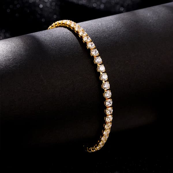 Wrap Armbånd, 925 Sølv, Moissanite Sten,Guldfarvet