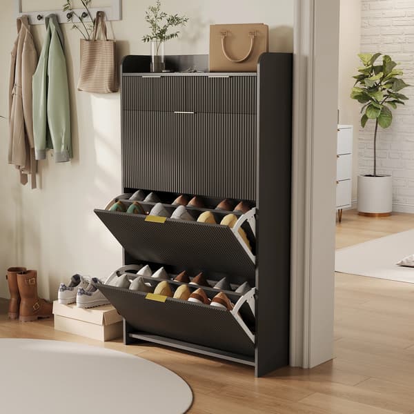 Sko Skab, Rummelig Opbevaring, Moderne Design,Sort