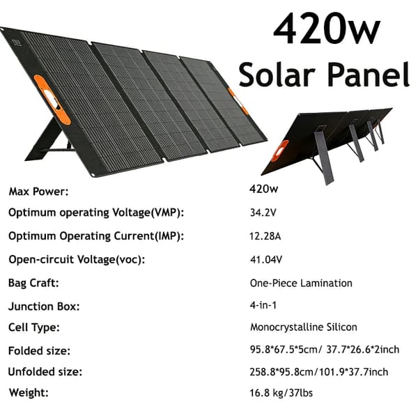 Solpanel, Bärbar Design, Effektiv Energiutvinning,400w