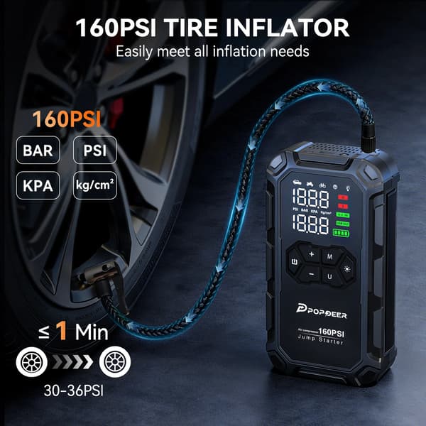 Jump Starter, 6000A spidseffekt, 160PSI luftkompressor,PD-JA66