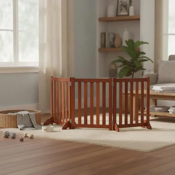 Hundesikkerhedsbarriere, Foldbart Design, Dobbelt-Sidet Brug,brun