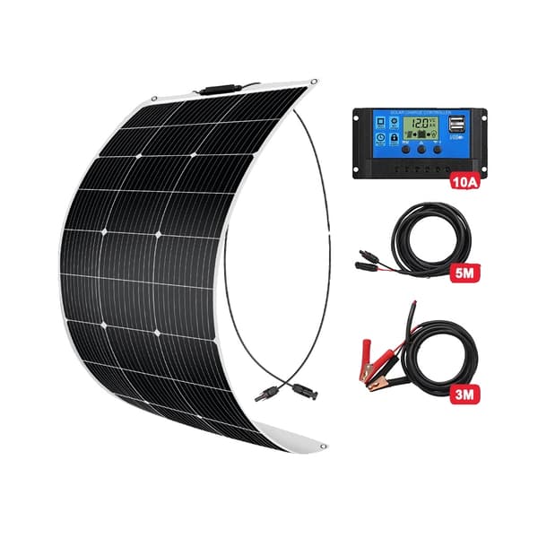 Flexibel Solpanel, 100W Effekt, Monokristallin Design,100W Set
