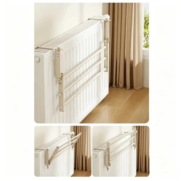 Handdukstork, Rostfritt Stål, Platsbesparande Design,vit