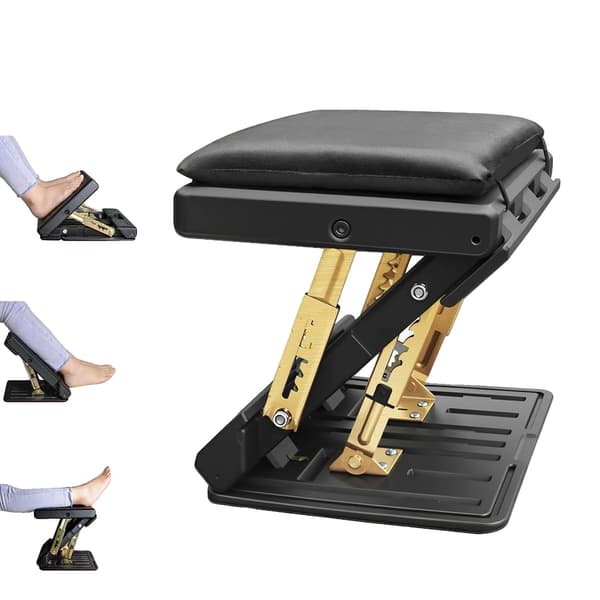 Justerbar fodstøtte, bærbart design, ergonomisk støtte,Sort