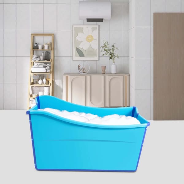 Foldbar Badekar, Bærbart Design, Polstret Komfort,Blå
