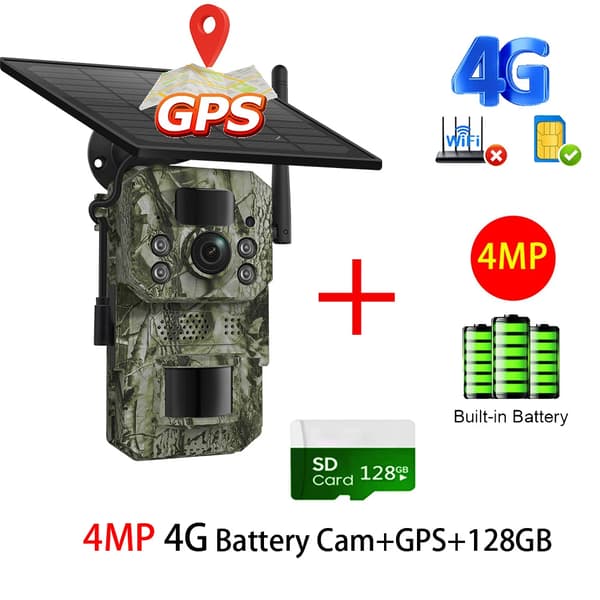 Vildt Jagtkamera, 2.4G Forbindelse, Nattesyn,4MP GPS 128GB