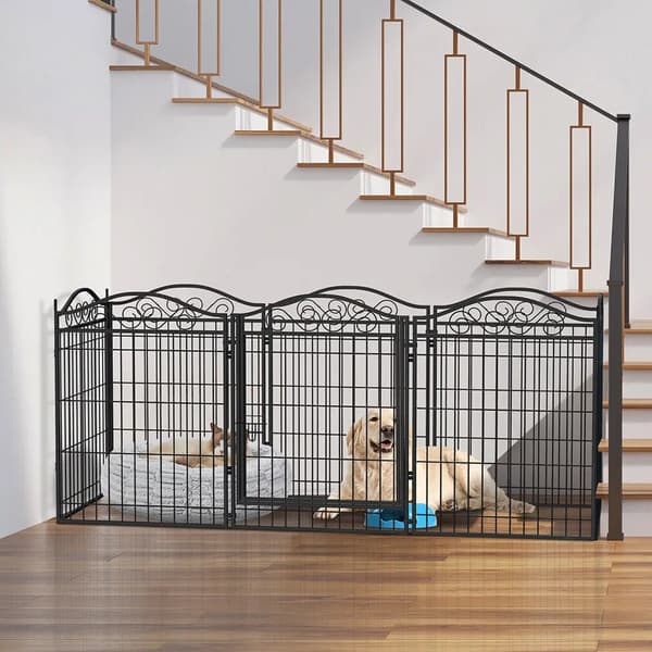 Hundgård, Hållbart Järn, Fällbar Design,Svart