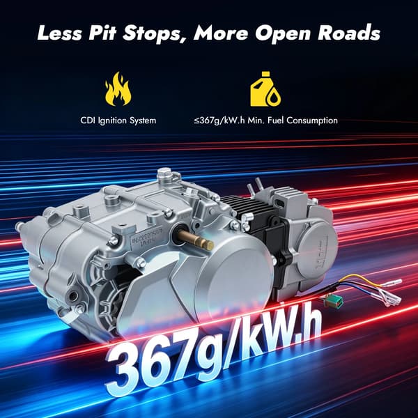Motor, 125CC, 4-trins gearkasse,Sølv