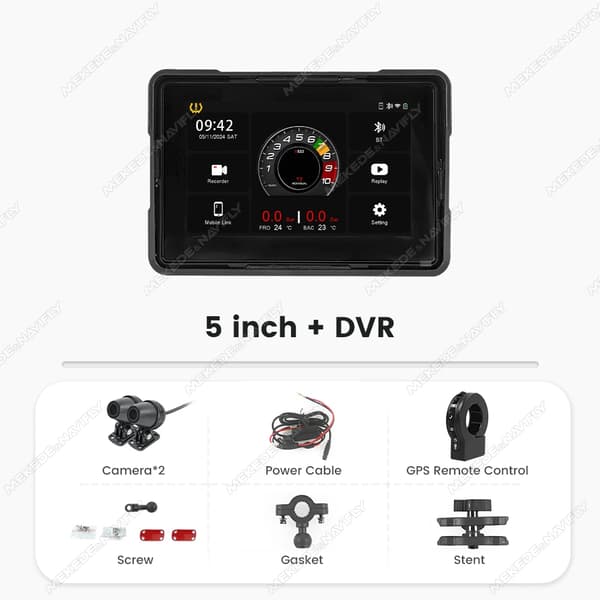 GPS Navigationsenhed, Vandtæt, Trådløs Forbindelse,5-tommer + DVR