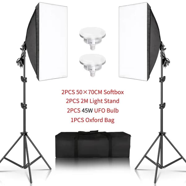 Fotografi Softbox Belysningskit, E27 Kompatibilitet, Bærbart Design,45W UFO pærer