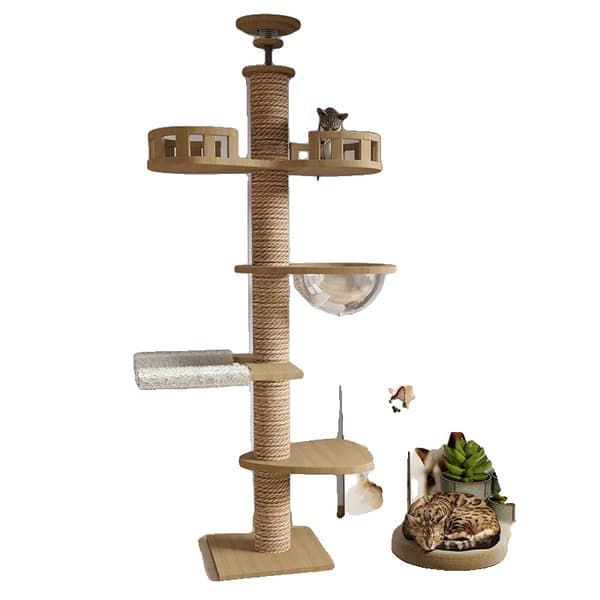 Kattträd, Solid Trä Konstruktion, Flera Nivåer Design,GUL