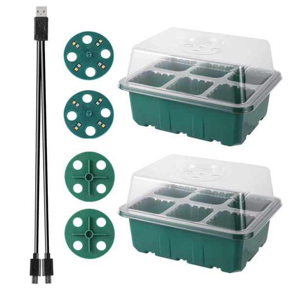 Fröstartbricka, Växtlampa, Justerbar Ventilation,2-ljus-6 Cell