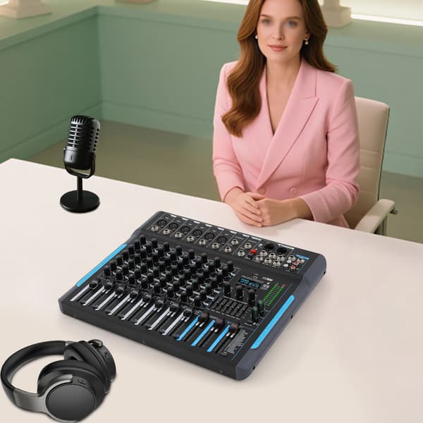 Analog Mixer, 10 Kanaler, DSP Effekter,svart