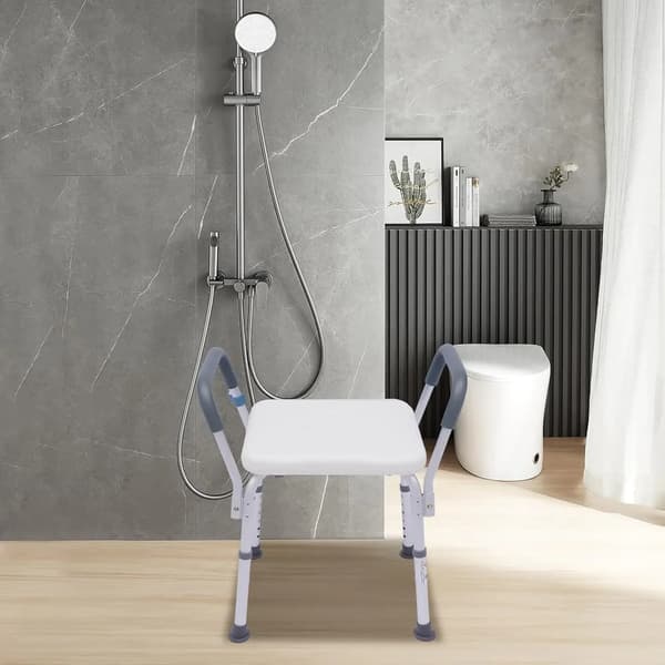 Duschstol, Höjdjusterbar, Halkfri Design,VIT