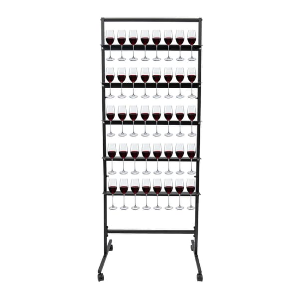 Champagneglas Display Stativ, 5-Lags Design, Pladsbesparende Løsning,sort