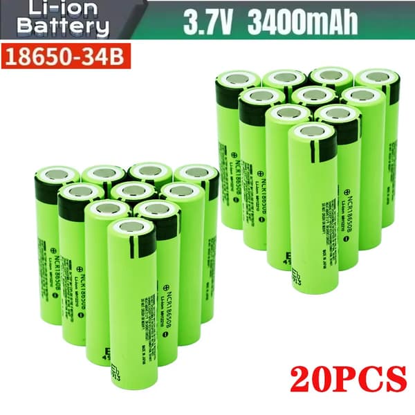 Litiumioniakku, 3400mAh kapasiteetti, 3.7V jännite,34B-20PCS