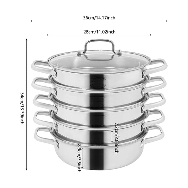 Matångare, 4-lagersdesign, rostfritt stål,Silver