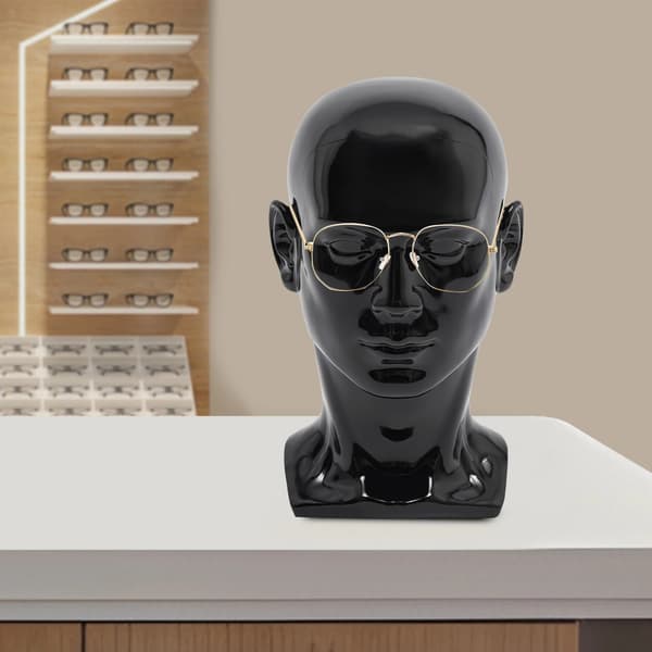 Mannequin Hoved, Holdbar PVC, Stabil Displaybase,Sort