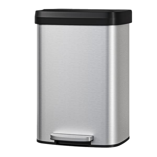 Affaldsspand, 13 Gallon Kapacitet, Træd-På Design,Sølv