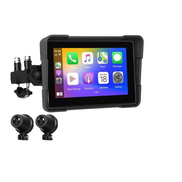 Motorcykel Navigationssystem, Trådløs CarPlay, Android Auto,sort