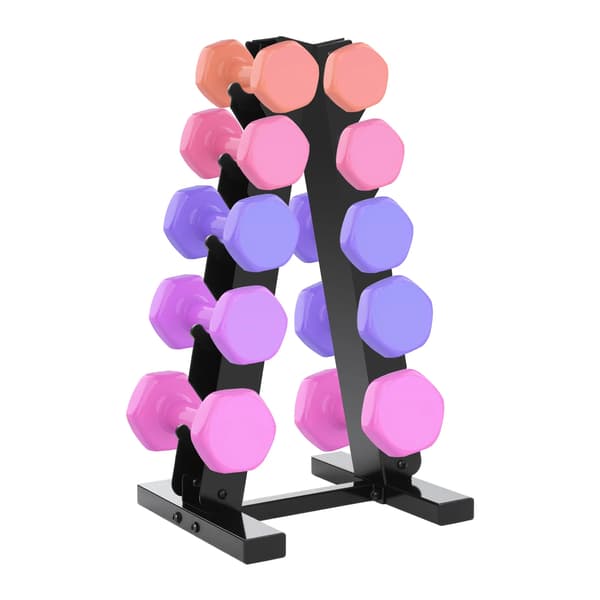 Hantelställ, 5-nivådesign, stöder 100 kg,svart