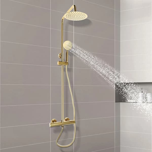 Regnbruser System, 360° Drejbar Top Spray, Holdbart Messing og Rustfrit Stål,Guld