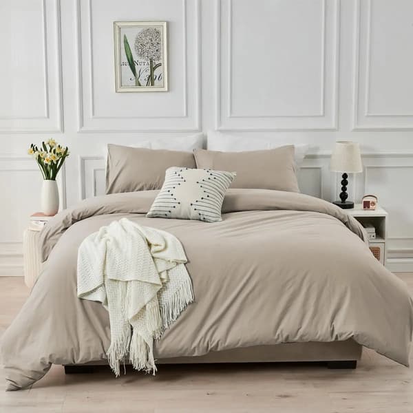 Sängkläder, Premium Bomull, Elegant Design,set, Beige, 135 × 200cm